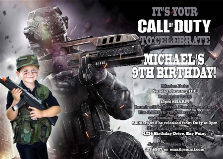 Printable Call Of Duty Party Invitations With Photo