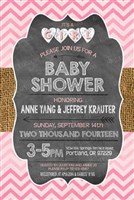 Chalkboard Baby Girl Shower Invitations Chevron Print Burlap