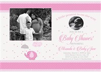 Printable Pink Elephant Baby Shower Invitations with photos