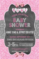 Printable Glitter Sparkle Shine Baby Girl Shower Invitations Hot Pink Silver