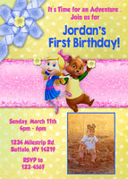 Goldie & Bear Birthday Party Invitations Pink Yellow Blue