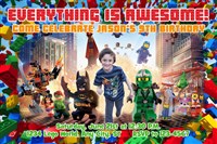 Lego Movie Birthday Party Invitations - Breaking Lego Blocks