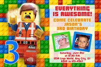 Emmet Lego Birthday Party Invitations, Digital, Printed, Printable