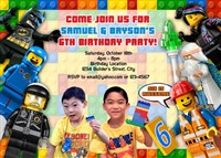 Printable Lego Movie Birthday Party Invitations with Photo