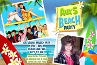 Printable Teen Beach Birthday Party Invitations Surfboard