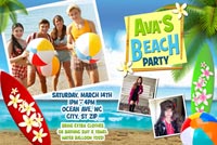 Printable Teen Beach Birthday Party Invitations Multi-Photo