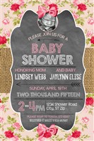 Shabby Chic Baby Girl Shower Invitations Burlap Chalkboard with Ultrasound photo