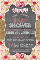 Shabby Chic Pink Rose Baby Girl Shower Invitations