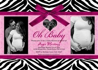 Hot Pink Zebra Baby Shower Invitations