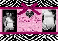 Hot Pink Zebra Baby Shower Thank You Cards