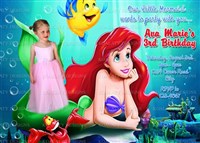 Ariel & Flounder Birthday Party Invitations