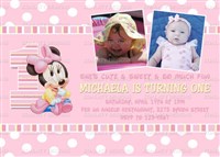 Minnie Mouse Polka Dot 1st Birthday Invitations with Photos