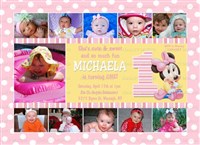 Minnie Mouse Birthday Invitations One Year Photo Collage For 1st Birthday Party