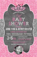 Glitter Princess Baby Shower Invitations Crown Ultrasound Photo