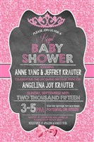 Printable Glitter Princess Baby Shower Invitations with Tiara