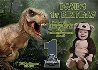 Jurassic World Birthday Invitations with T-Rex Dinosaurs