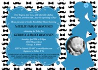 Black & White Bow Tie Mustache Baby Shower Invitations with Ultrasound photo