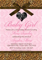 Baby Pink Cheetah Print Girls Shower Invitations Ultrasound Photo