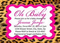 Printable Leopard Baby Shower Invitations for Girl