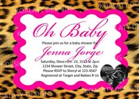 Printable Leopard Baby Shower Invitations with Ultrasound Photo
