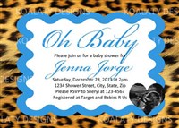 Printable Cheetah Baby Boy Shower Invitations with Ultrasound Photo