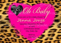 Cheetah Hot Pink Leopard Print Girl Baby Shower Invitations