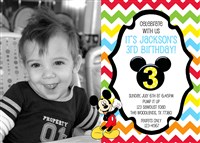 Printable Mickey Mouse Chevron Print Birthday Invitations