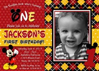 Red Yellow Mickey Mouse Birthday Party Invitations For Boys