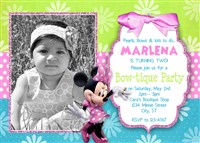 Minnie Mouse Bow-tique Birthday Party Invitations with Photo