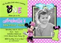 Digital Minnie Mouse Bowtique Birthday Invitations