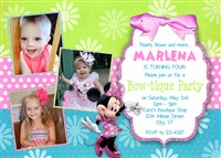 Printable Minnie Mouse Bowtique Boutique Birthday Invitations with Photos
