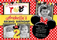 Red Polka Dot Minnie Mouse 2nd Birthday Invitations Multi Photo
