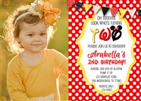 Minnie Mouse 2nd Birthday Invitations in Red & Yellow Polka Dots