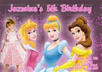 Princess Aurora, Belle, Cinderella Birthday Invitations