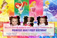Rainbow Princess Birthday Party Invitations
